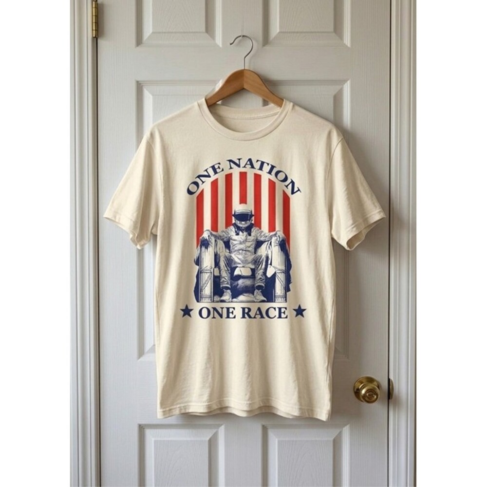 Vintage One Nation Race Racing Graphic Tee Retro NASCAR Y2K Shirt